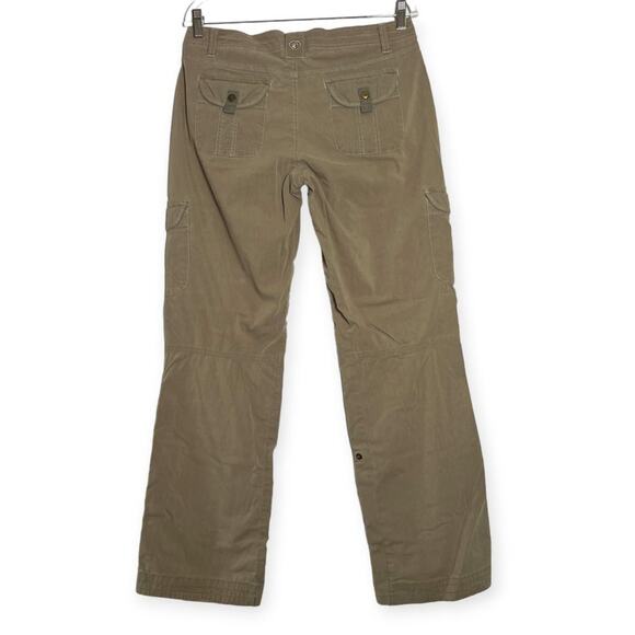 KUHL Vintage Patina Dye Splash Roll-Up Cargo Pants SIZE 8 Tan Hiking Travel - Picture 2 of 13